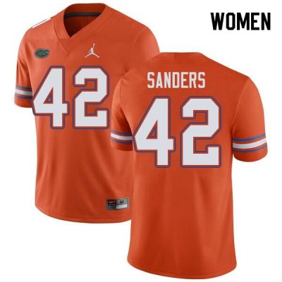 Women's Florida Gators #42 Umstead Sanders NCAA Jordan Brand Orange Authentic Stitched College Football Jersey GWH3662LL